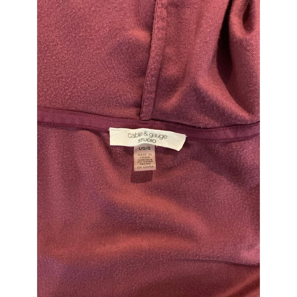 Cable & Gauge Burgundy Velour Set Zip Front‎ Hoodie & Pants Sz Large Athleisure